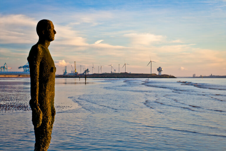 Crosby,Beach,,England,-,January,28:,Modern,Art,Statues,Forming